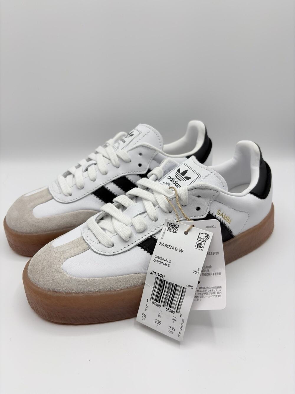 adidas Sambae W Shoes Sneakers Women Cloud White / Core Black / Gold Sz 6.5 NWT